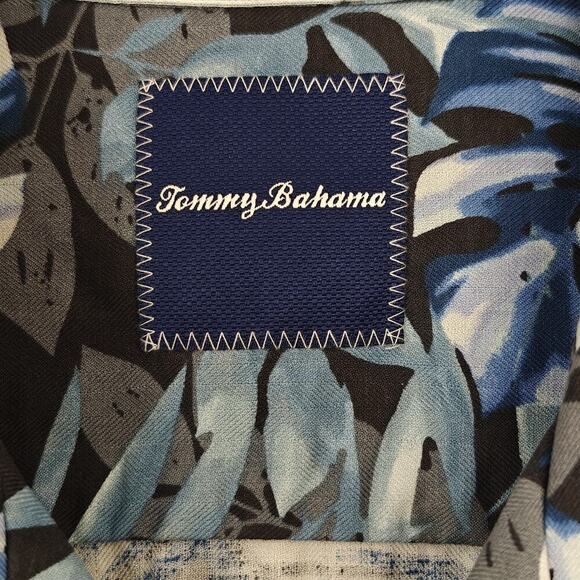 Tommy Bahama Silk Hawaiian Shirt Mens Size Large Tropical Palm Leaf Beach Aloha - Picture 2 of 9
